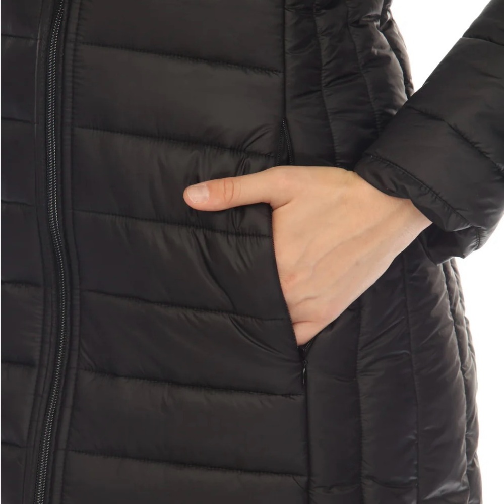 Johnny Was Black Sano Ski Zip Front Hooded Long Puffer Coat - Picture 5 of 10